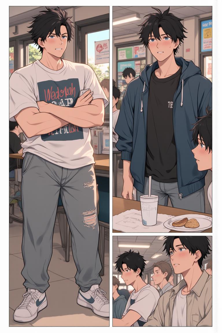 第4章:Dormroom Banter and the Unreachable Senior
After lunch, Shen Qiao politely turns down a flustered girl's flirtation, prompting playful envy from his new roommates. Over photos and teasing, the guys learn about two campus beauties — top-ranked Qin Yuwen and the legendary, aloof senior Su Baizhou — which stirs something thoughtful in Luo Ye. That evening in class, the freshman group receives military-training instructions and is unexpectedly pushed into volunteering for a temporary class monitor, leaving Luo Ye stunned. - 图片8