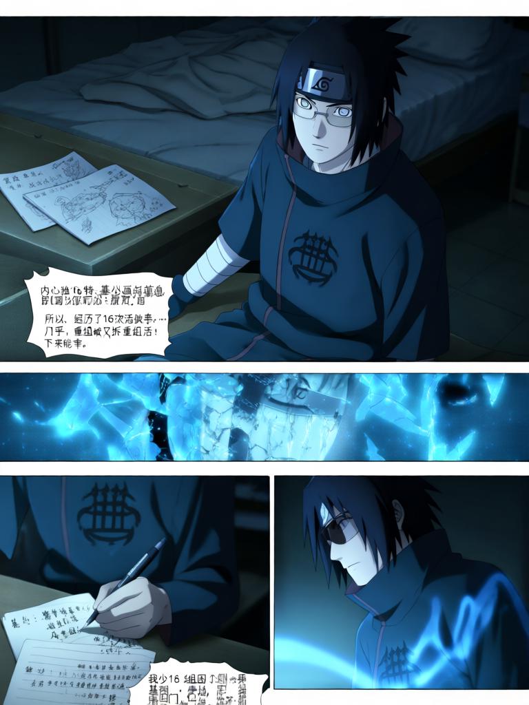 第2章:沙漠之眼：转生的代价
日向镜被村里发配到边境哨所，临行前与同族少女铃道别。边境枯燥巡逻中，他孤身取出独眼蝮蛇保管的基因液，赌上一切启动转生眼计划并经历剧烈的身体重组与疼痛。苏醒后他发现眼瞳已有异变，但进入适应期导致眼睛不能使用，他在被监视的哨所里暗自决心靠其他感知活下去。 - 图片12