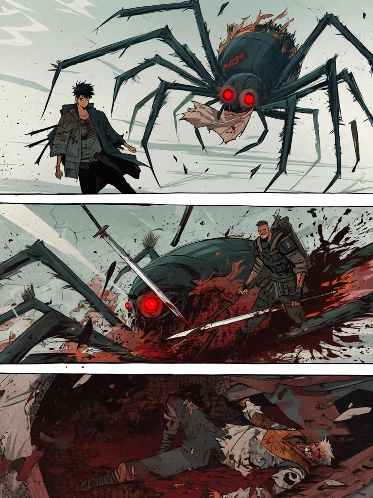 第19章:追丧入屋
陆隐在废弃大厦中与一只九百战力的巨型变异蜘蛛短兵相接，斩出康大丰的遗体后冷然离去。车队气氛骤变，陆隐下令严禁脱队，徐三与罗芸紧随其后。陆隐发现丧尸反常地朝危险处逃窜，心中生出怀疑——有人在操控或引诱这群丧尸前往那幢大厦。 - 图片5