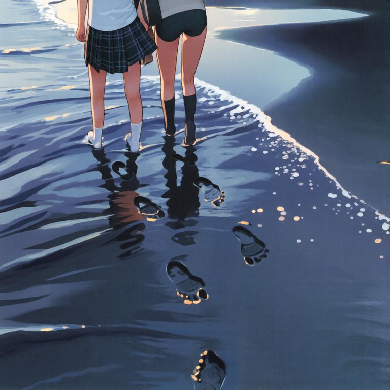 黄昏的列车与海 - 图片11