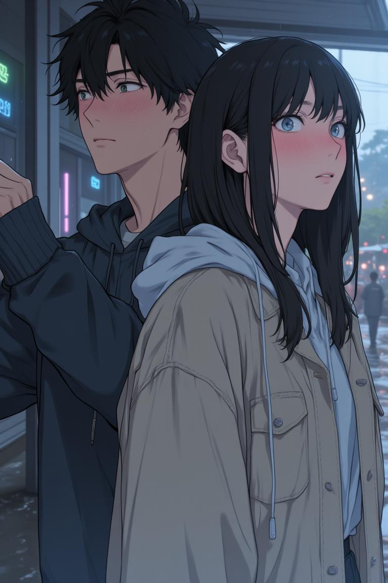 第3章:After the Rain, New Beginnings
Luo Ye shelters Su Baizhou from a sudden downpour by giving her his jacket; he watches her walk away and is struck by regret and fascination. He returns to the dorm and meets his new roommates — the friendly hometown guy Li Haoyang, the impossibly handsome Shen Qiao, and the goofy but warm Wang Dachui — and they bond over small talk and preparations for the upcoming military training. The brief rain encounter lingers in Luo Ye's thoughts as he steps into campus life with new companions. - 图片1