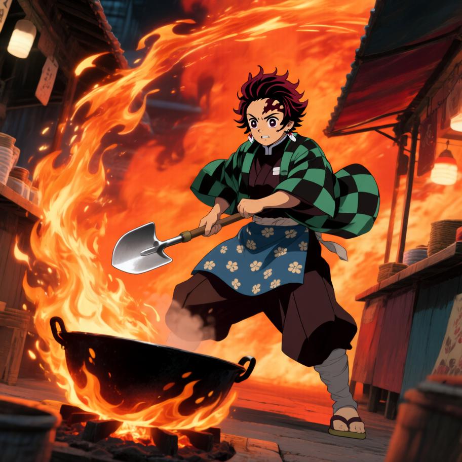 在村祭的临时料理大赛上，炭治郎决定把“呼吸法”用在烹饪上，目标是做出完美的煎饼以博得大家欢心。过程中冲突来自他把战斗式的呼吸误用到厨房，引发火焰失控与观众笑声。情绪从平静训练→紧张失控→高能拯救与意外好评，最后以悬念收尾：有人在远处吹响了号角，暗示新的竞争者到来。 - 图片10