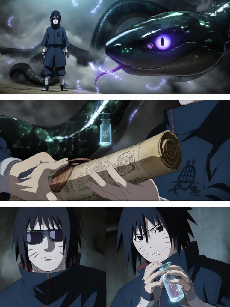 第2章:沙漠之眼：转生的代价
日向镜被村里发配到边境哨所，临行前与同族少女铃道别。边境枯燥巡逻中，他孤身取出独眼蝮蛇保管的基因液，赌上一切启动转生眼计划并经历剧烈的身体重组与疼痛。苏醒后他发现眼瞳已有异变，但进入适应期导致眼睛不能使用，他在被监视的哨所里暗自决心靠其他感知活下去。 - 图片7