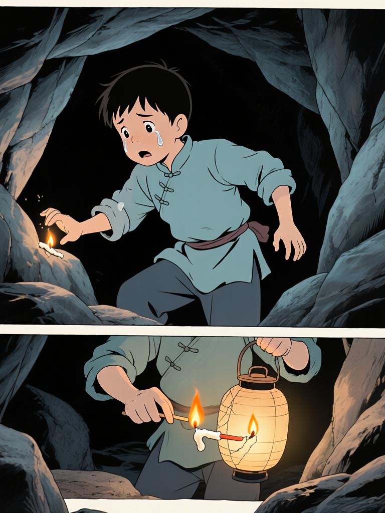 第4章:灯笼下的命心子
夜色中，陈如飞布下爆破，引出洞中的怪物；野子被炸入洞内，举灯挡住来袭生物并被迫深入寻找那生物胸中的命心子。陈如飞为保护野子与怪物搏斗，最终被拖入黑洞，野子带着命心子逃出，决心将来复仇。 - 图片8