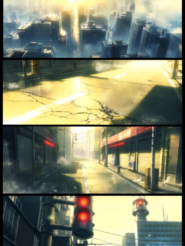 第2章:虚雾之际·蓝发幽影
第二新东京市在紧急疏散中陷入死寂，紫发女子急寻那个害羞的少年。少年在街头意外看见神秘的蓝发少女凌波丽，而远方天际出现了巨大的使徒。指挥部在屏幕前冷笑，隐藏的计划悄然启动。 - 图片1