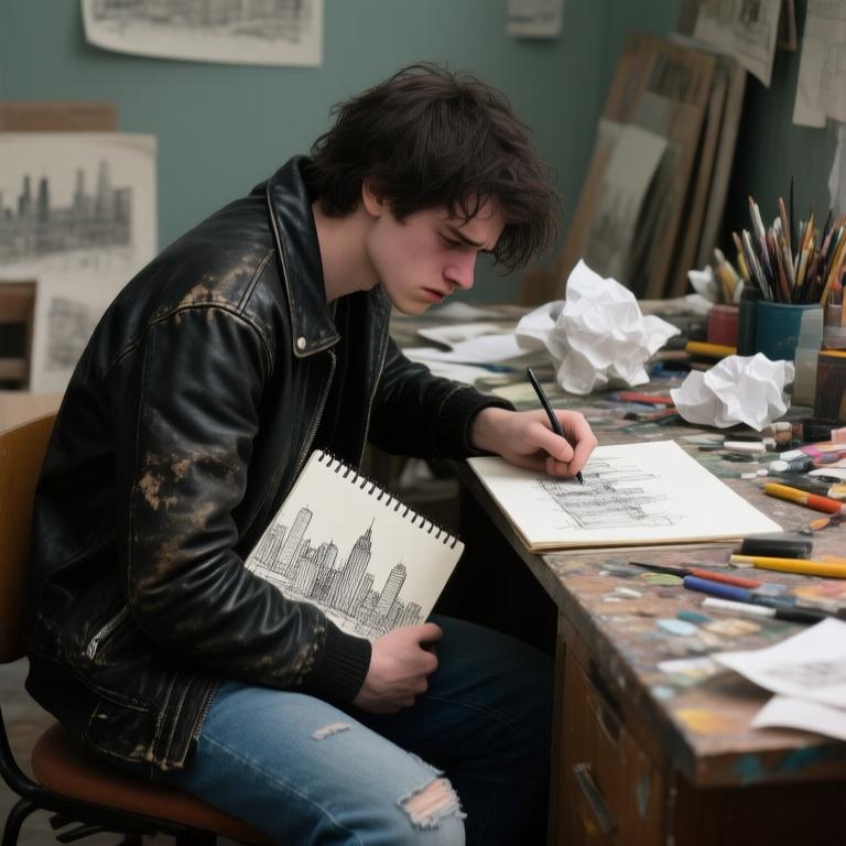 A poignant exploration of loneliness and connection in a bustling city, captured through the eyes of a young artist. - 图片2