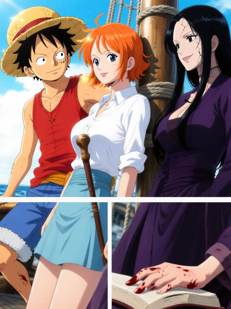 第538章:失落之路的呼唤
晨光如刀，千阳号甲板上紧张在娜美与罗宾之间酝酿。三人上岛追寻传说中的“海心罗盘”，拍卖场上埋伏暴露出更大的阴谋：罗盘是钥匙，指向一个与路飞有关的古老碎片。就在真相渐近之时，黑色舰队出现，巨影疾撞向千阳号，故事在撞击前戛然而止。 - 图片2