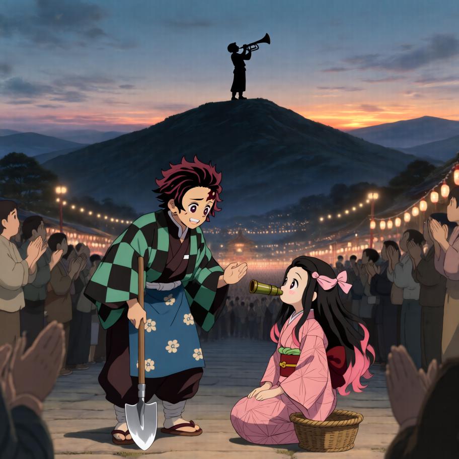 在村祭的临时料理大赛上，炭治郎决定把“呼吸法”用在烹饪上，目标是做出完美的煎饼以博得大家欢心。过程中冲突来自他把战斗式的呼吸误用到厨房，引发火焰失控与观众笑声。情绪从平静训练→紧张失控→高能拯救与意外好评，最后以悬念收尾：有人在远处吹响了号角，暗示新的竞争者到来。 - 图片16