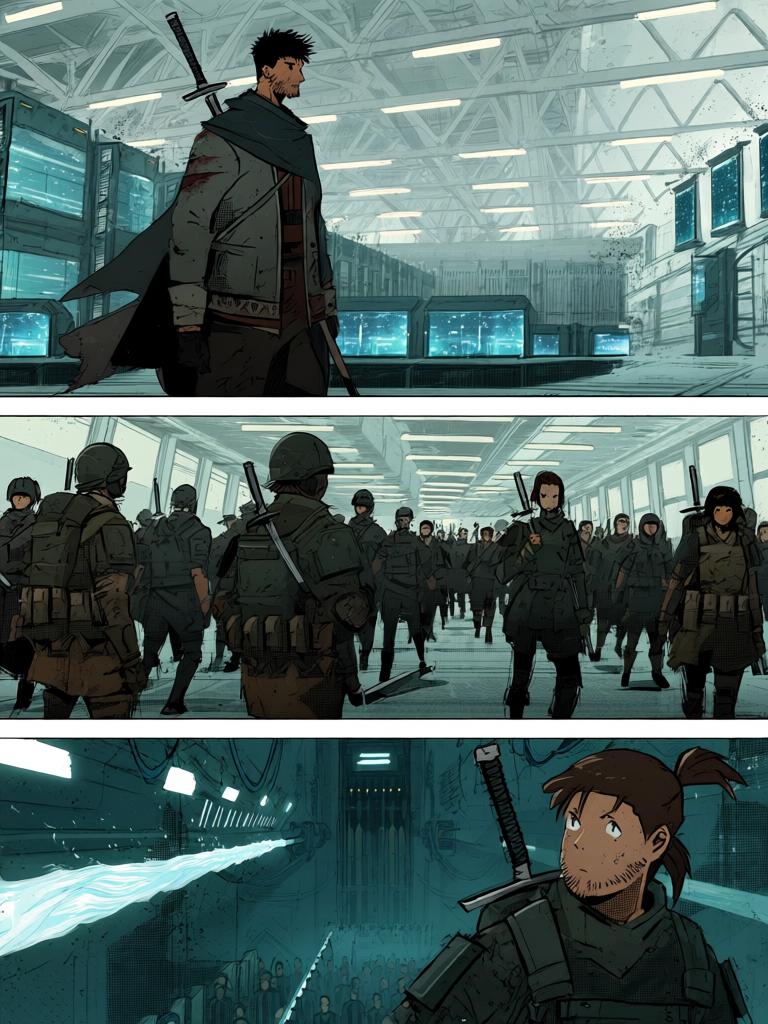 第4章:钟山之内 · 选择与暗流
钟山被掏空成为现代化的囚营与训练场，进化者在这里接受检查与征召。刑营万夫长冯宏以权威与利益吸引大部分进化者加入，少数人选择离开，陆隐在离队者中。钟山外喧嚣不止，新的格局与更大的风暴在远方静静酝酿。 - 图片1