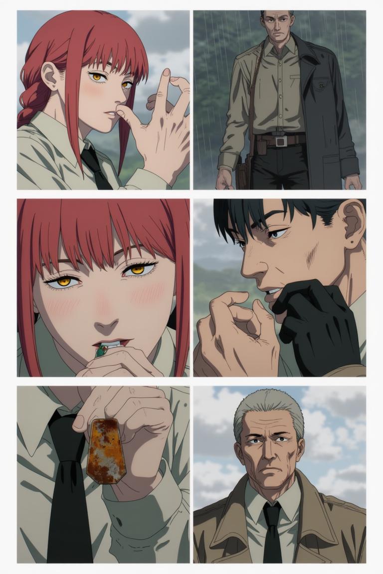 第1章:Names in the Rain
Makima and her team investigate an apartment block where people have been mysteriously forgotten. A young hunter, Sato, whose name was once taken, fights the shadow that erases memory while Makima seeks to reassert control by 'renaming' the world. An old rival or ally appears with a counterproposal—forcing a collision of contracts that will decide who claims the right to remember. - 图片17