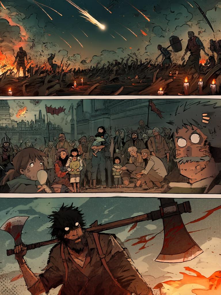 第5章:坠落与试炼
陆隐在城外的黑市以三颗能量晶体买到一张地图，并被赠予一颗珍贵药丸后前往城南荒山寻找线索。钟山顶层会议正在讨论扩张聚集地与损失，众人却被突如其来的天外流星打断。流星坠落形成巨坑，白色宇宙舱出现，一名白甲短发青年从舱中走出并对陆隐所在方向发动突袭，金陵城内外同时陷入混乱与战斗。 - 图片16