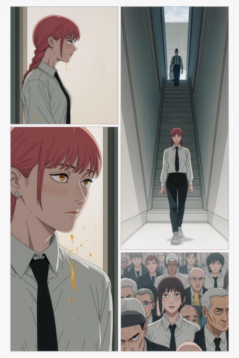 第2章:The Choice of Names
Sato fights a shadow that erases names and memories in a flickering apartment corridor. Makima arrives, using naming as a binding contract to restore identity; Aoyama counters with a ledger that would return names but bind people differently. Forced to choose between becoming a tool of order or a guardian bound to a book, Sato shatters the choice by tearing his name and scattering the pieces, prompting contracts to clash and a fragile, perilous redistribution of memory. - 图片5