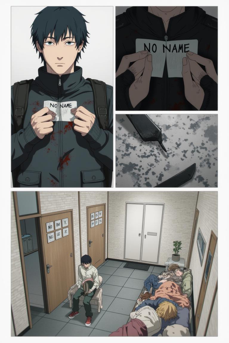 第2章:The Choice of Names
Sato fights a shadow that erases names and memories in a flickering apartment corridor. Makima arrives, using naming as a binding contract to restore identity; Aoyama counters with a ledger that would return names but bind people differently. Forced to choose between becoming a tool of order or a guardian bound to a book, Sato shatters the choice by tearing his name and scattering the pieces, prompting contracts to clash and a fragile, perilous redistribution of memory. - 图片3