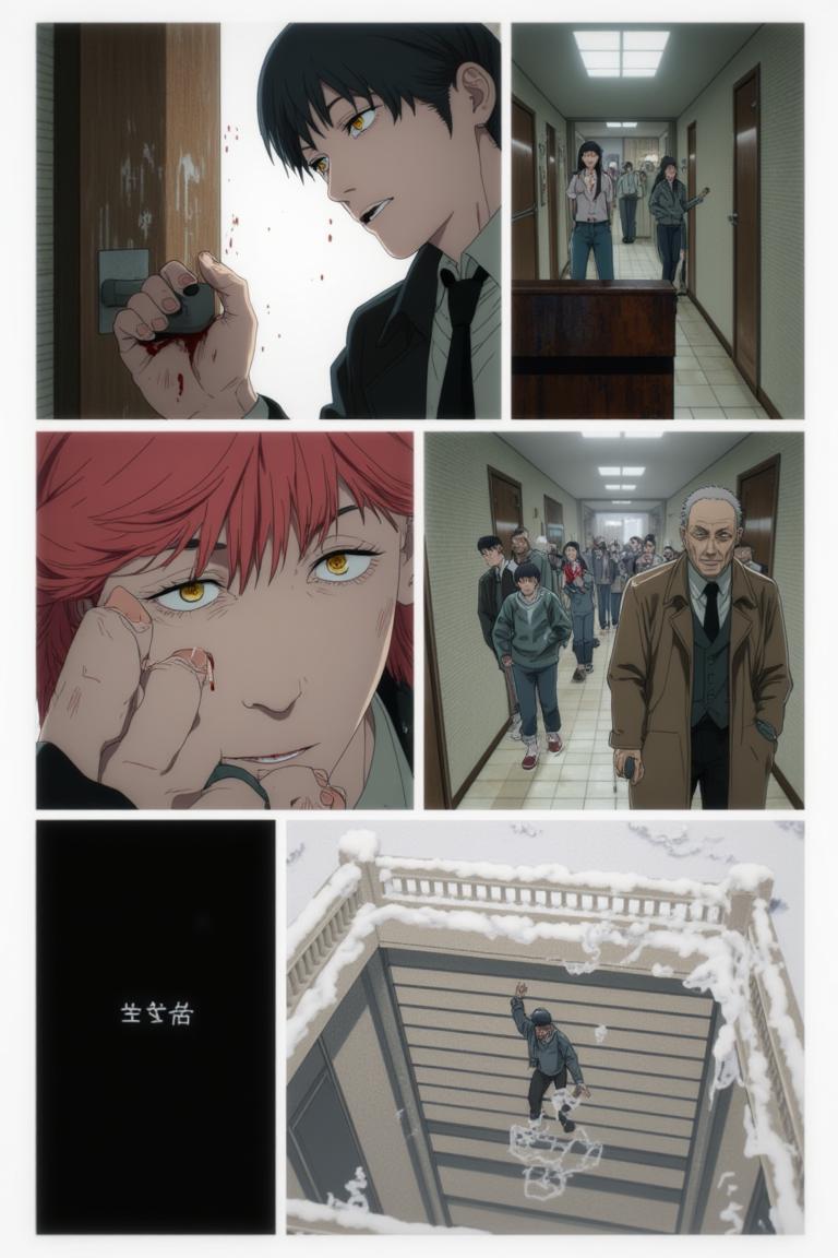 第3章:The Name Between Cracks
Torn fragments of names drift through a scarred apartment corridor as fractured memories stitch back crookedly. Sato refuses to become a 'tool' while Makima and Aoyama argue over whether naming is order, domination, or ledger-bound debt—an emergent memory-entity devours and reshapes recollection. Makima tests a dangerous middle path, reaching into the memory mass as footsteps and a slammed door promise an immediate, bloody decision about who will name the world. - 图片18