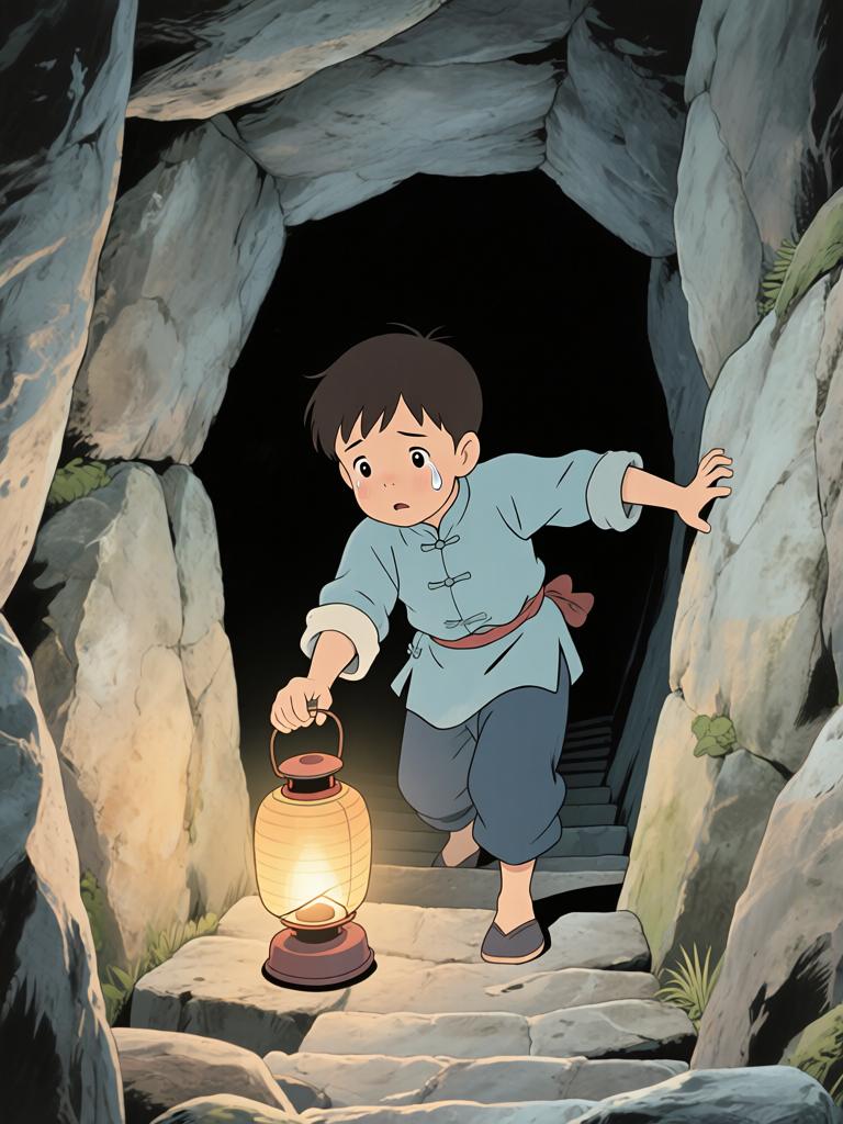 第5章:井底的回魂
野子被我爷放在洞口，用灯笼阻挡外物，他独自下到山洞里寻找命心子。在土台的土坑里挖土时，身后出现熟悉又陌生的声音，逼他回忆起三年前那段模糊又恐怖的记忆。对方宣称当年将他“掐死”，并告诉他脚下埋着当年死时穿的衣服，诱使他继续挖探真相——就在他挖出布片的一瞬，彻底的恐惧袭来，故事推向悬念。 - 图片2