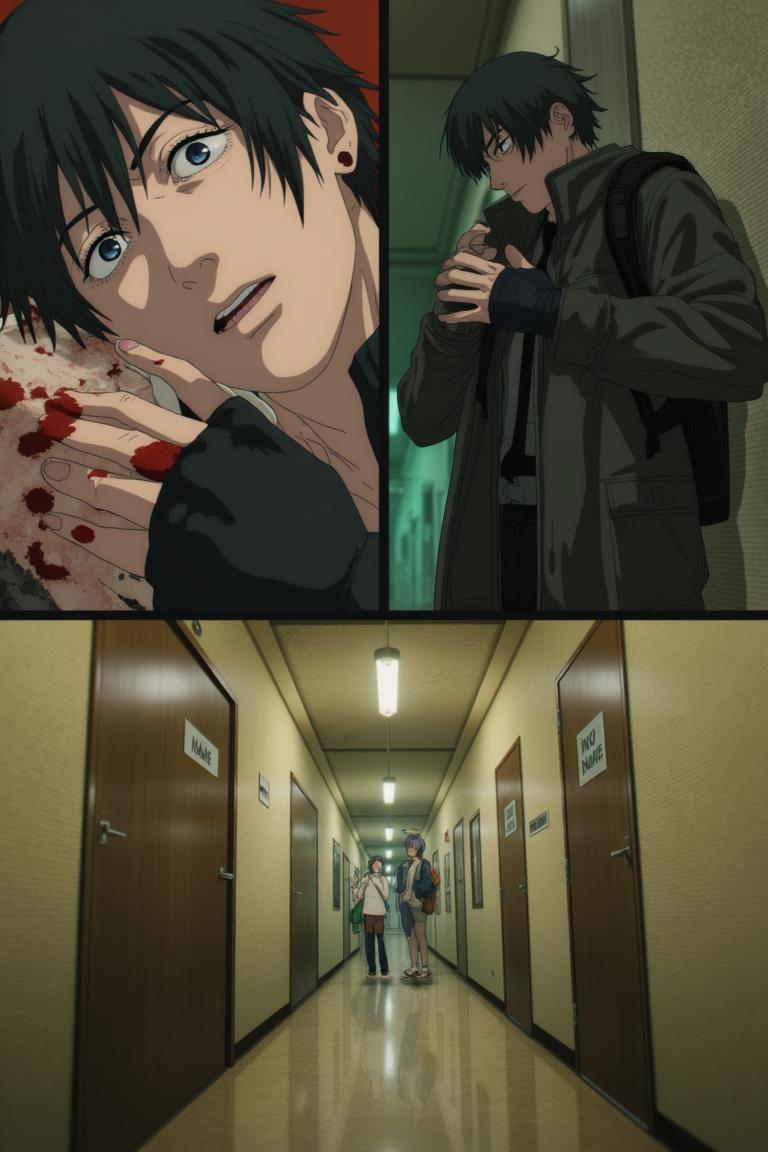 第2章:The Choice of Names
Sato fights a shadow that erases names and memories in a flickering apartment corridor. Makima arrives, using naming as a binding contract to restore identity; Aoyama counters with a ledger that would return names but bind people differently. Forced to choose between becoming a tool of order or a guardian bound to a book, Sato shatters the choice by tearing his name and scattering the pieces, prompting contracts to clash and a fragile, perilous redistribution of memory. - 图片1