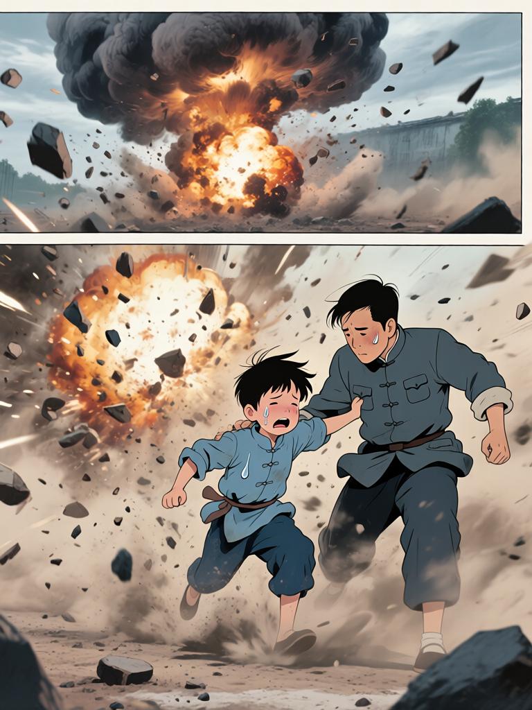 第3章:崖下的坟与承诺
我爷在深山里向我交代万一之事，叮嘱我要在二十四岁回来复仇，并教我如何在他可能牺牲时应对即将从坟中出现的东西。寒风、爆破和白布灯笼构成了这一夜的仪式，我在恐惧中被反复逼着记住每一句话。最后，火堆旁的钟表与他凝固的表情，把等待与不确定拉得更长。 - 图片15