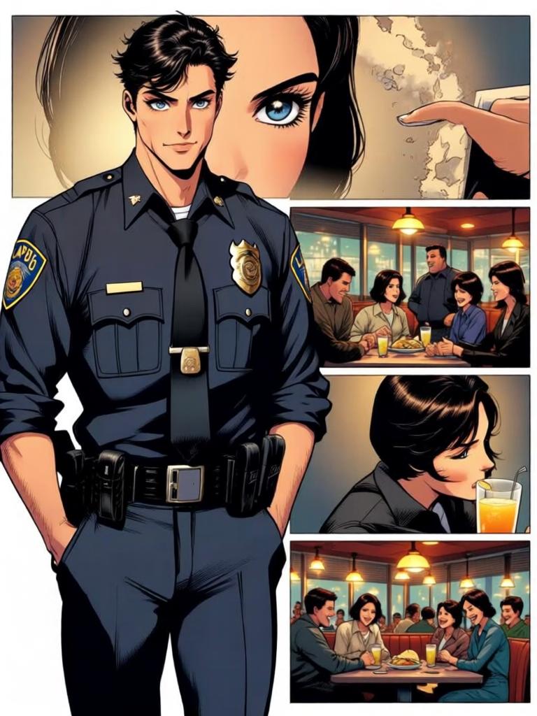 第7章:午餐时光：Code 7 的笑声与警徽
洛克与搭档大卫在墨西哥快餐店用午餐，和同事们拼桌。大家围绕上午的无线电乌龙笑成一团，莫娜警司严肃提醒“乌鸦嘴”的危险。气氛在训斥与打趣之间反复，直到兰迪二人登场用老梗彻底点燃笑声。 - 图片12