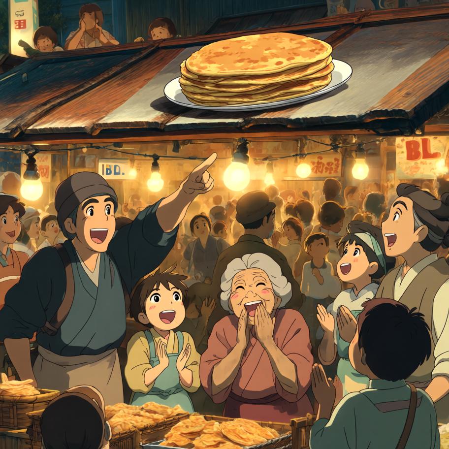 在村祭的临时料理大赛上，炭治郎决定把“呼吸法”用在烹饪上，目标是做出完美的煎饼以博得大家欢心。过程中冲突来自他把战斗式的呼吸误用到厨房，引发火焰失控与观众笑声。情绪从平静训练→紧张失控→高能拯救与意外好评，最后以悬念收尾：有人在远处吹响了号角，暗示新的竞争者到来。 - 图片8