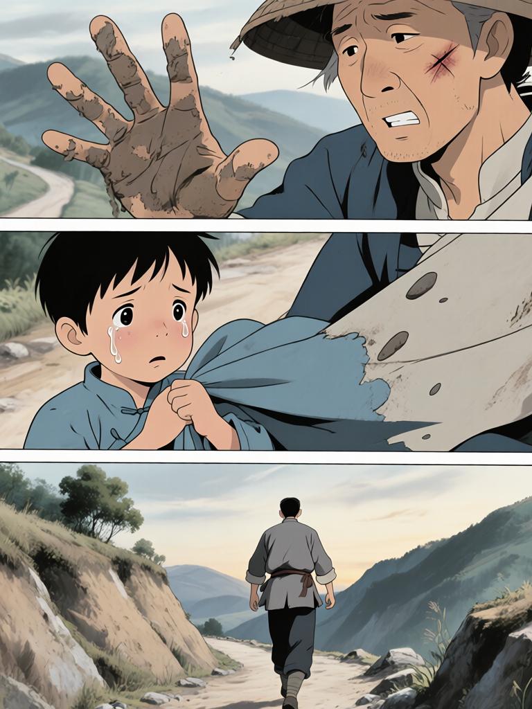 第3章:崖下的坟与承诺
我爷在深山里向我交代万一之事，叮嘱我要在二十四岁回来复仇，并教我如何在他可能牺牲时应对即将从坟中出现的东西。寒风、爆破和白布灯笼构成了这一夜的仪式，我在恐惧中被反复逼着记住每一句话。最后，火堆旁的钟表与他凝固的表情，把等待与不确定拉得更长。 - 图片2