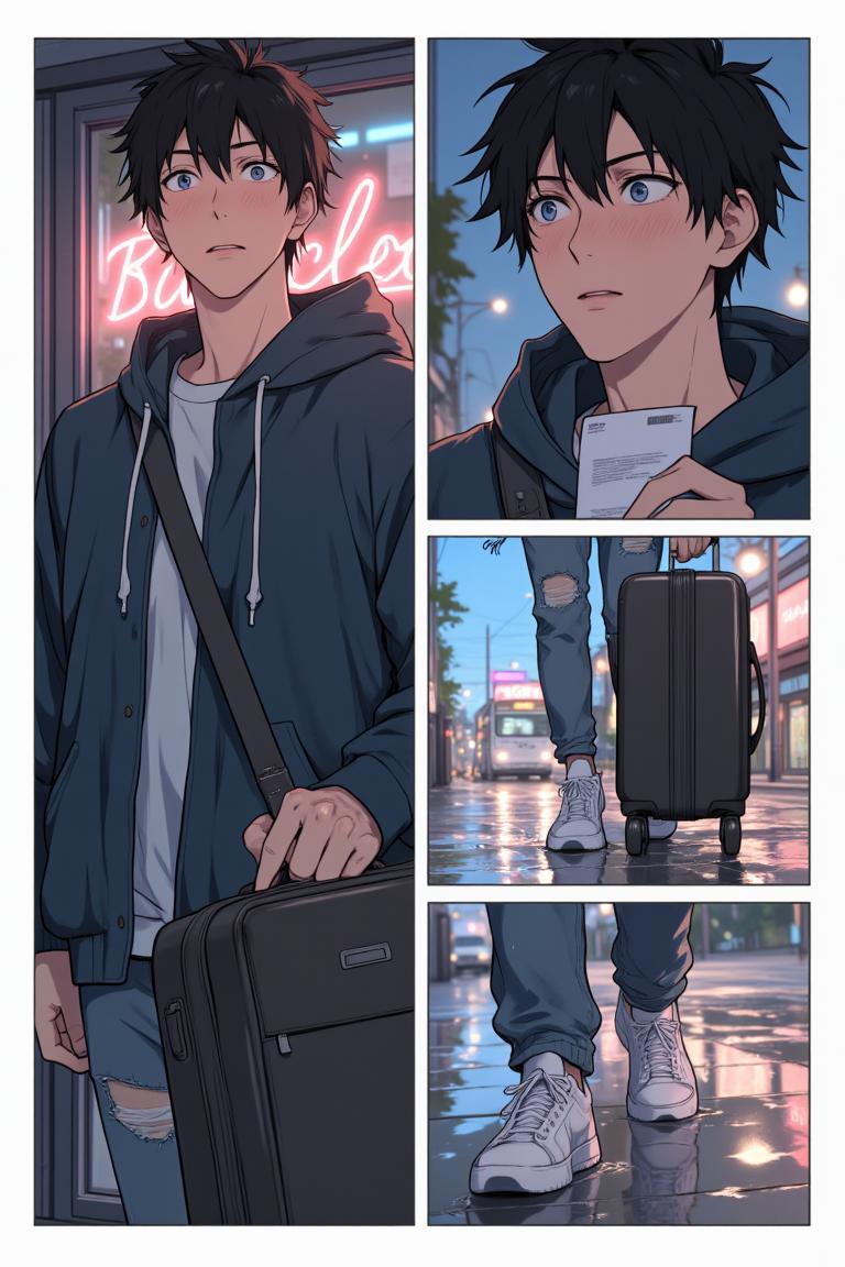 第1章:New Rain, New Beginnings
Luo Ye, now a university freshman and a modestly successful web novelist, spends a rainy night in an internet café before arriving at Jiangcheng University. After discovering a note in the rented teacher apartment and being warned by his brother Gu Mingxuan, he registers for school and meets two striking senior girls—Su Baizhou, an ice‑beauty and student council president, and her lively friend Qin Yuwen. A quiet recognition and an unresolved misunderstanding hang between them, opening the door to a new chapter of campus life. - 图片2