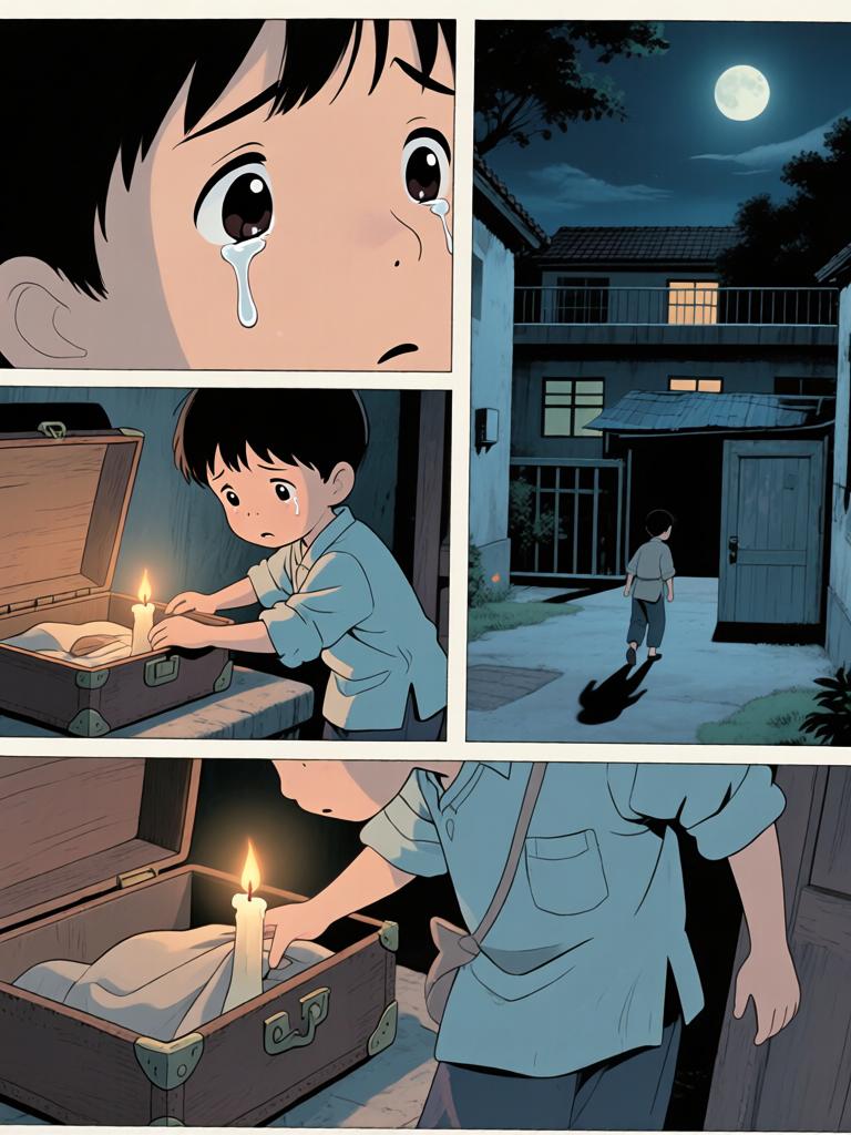 第2章:十二岁的路口
我爷把野子锁进红木箱，独自出门迎战来袭的邪影。回来时满身血色他说出了家的来历、太爷的遭遇与逼近的期限——野子要在十二岁那年上山用御神酒断祸。离别前，爷交代了箱中钱信与赴京寻人的地址，嘱咐若他死，要带箱子逃生并二十四岁再回来复仇。 - 图片2