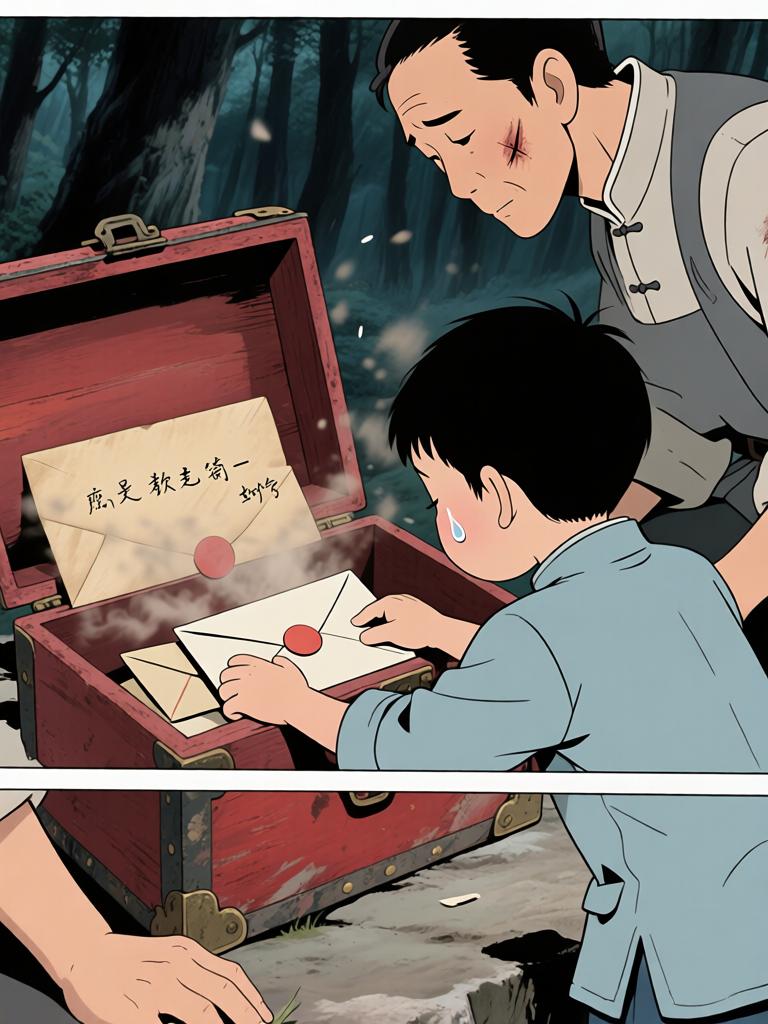 第2章:十二岁的路口
我爷把野子锁进红木箱，独自出门迎战来袭的邪影。回来时满身血色他说出了家的来历、太爷的遭遇与逼近的期限——野子要在十二岁那年上山用御神酒断祸。离别前，爷交代了箱中钱信与赴京寻人的地址，嘱咐若他死，要带箱子逃生并二十四岁再回来复仇。 - 图片16