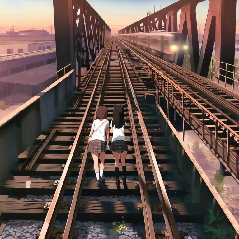 黄昏的列车与海 - 图片7