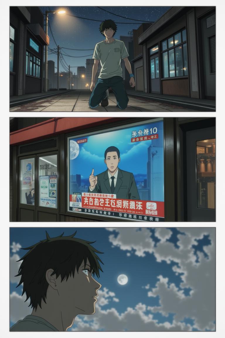 第1章:Aisle of the Rat Demon
A teenage freelance demon hunter, Shisan, wakes in a cramped apartment, hears a news report about demons, and goes out to buy instant noodles. A rat demon smashes into the convenience store — Shisan fights it off with reckless improvisation while his health pact heals him. As he lies bloodied, the looming gluttony demon briefly appears to devour the rat demon; an old boss calls with a new job offer. - 图片17