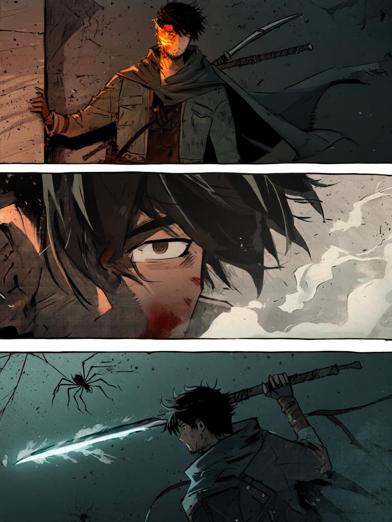 第19章:追丧入屋
陆隐在废弃大厦中与一只九百战力的巨型变异蜘蛛短兵相接，斩出康大丰的遗体后冷然离去。车队气氛骤变，陆隐下令严禁脱队，徐三与罗芸紧随其后。陆隐发现丧尸反常地朝危险处逃窜，心中生出怀疑——有人在操控或引诱这群丧尸前往那幢大厦。 - 图片3