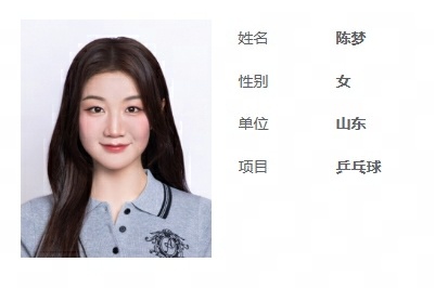 Chen Mengs National Games ID photo looks like she could win a match with a single glance. Olympic champion by night, passport photo model by day. Fans complaining might just need better lighting and a deep breath. - 图片1