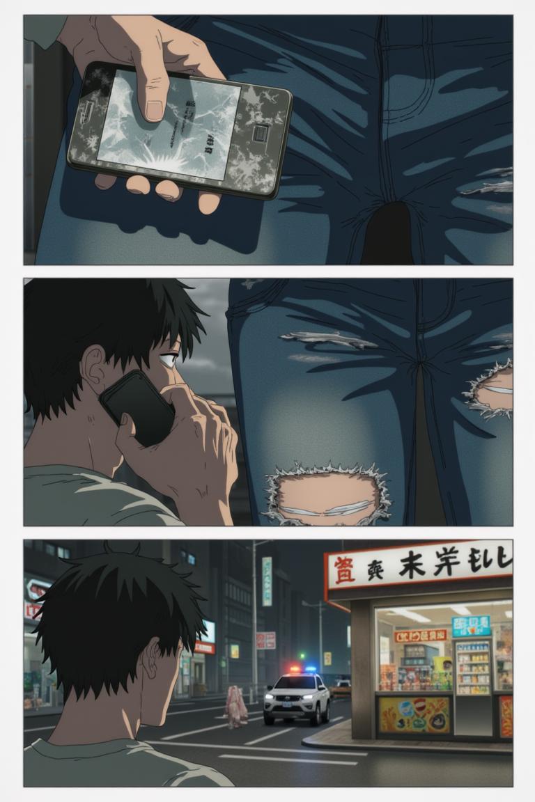 第1章:Aisle of the Rat Demon
A teenage freelance demon hunter, Shisan, wakes in a cramped apartment, hears a news report about demons, and goes out to buy instant noodles. A rat demon smashes into the convenience store — Shisan fights it off with reckless improvisation while his health pact heals him. As he lies bloodied, the looming gluttony demon briefly appears to devour the rat demon; an old boss calls with a new job offer. - 图片15