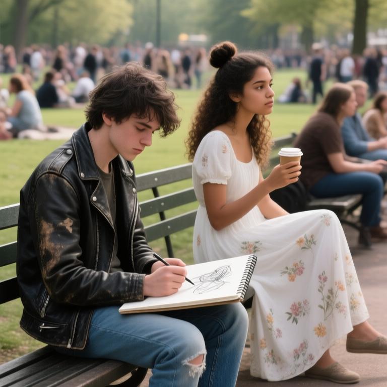 A poignant exploration of loneliness and connection in a bustling city, captured through the eyes of a young artist. - 图片4