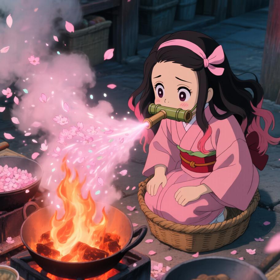 在村祭的临时料理大赛上，炭治郎决定把“呼吸法”用在烹饪上，目标是做出完美的煎饼以博得大家欢心。过程中冲突来自他把战斗式的呼吸误用到厨房，引发火焰失控与观众笑声。情绪从平静训练→紧张失控→高能拯救与意外好评，最后以悬念收尾：有人在远处吹响了号角，暗示新的竞争者到来。 - 图片13