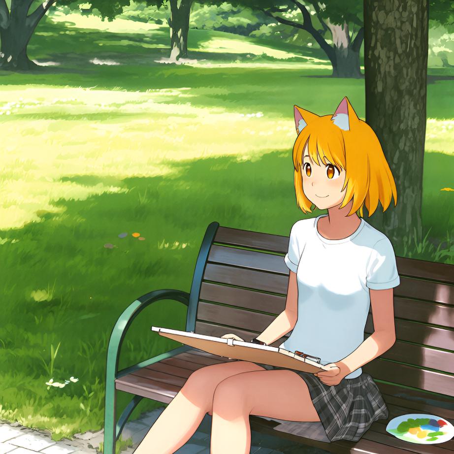 在这个夏日的午后，Mei沉浸在自己的漫画创作世界中，她感受到青春的自由与无限的可能性。 - 图片1