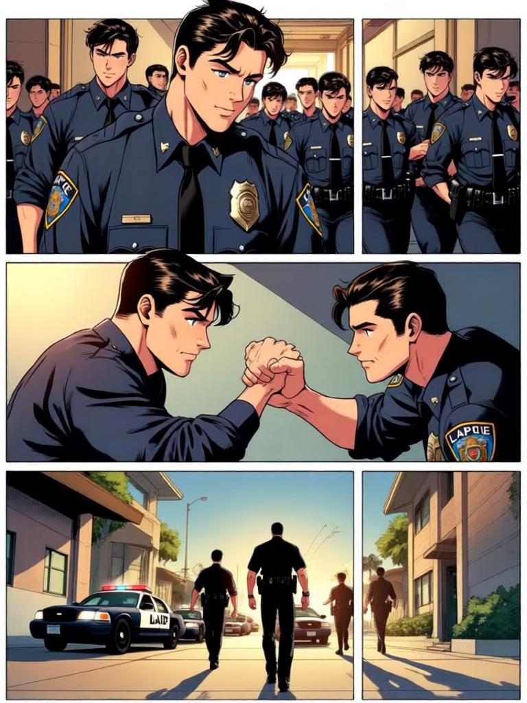 第7章:午餐时光：Code 7 的笑声与警徽
洛克与搭档大卫在墨西哥快餐店用午餐，和同事们拼桌。大家围绕上午的无线电乌龙笑成一团，莫娜警司严肃提醒“乌鸦嘴”的危险。气氛在训斥与打趣之间反复，直到兰迪二人登场用老梗彻底点燃笑声。 - 图片15