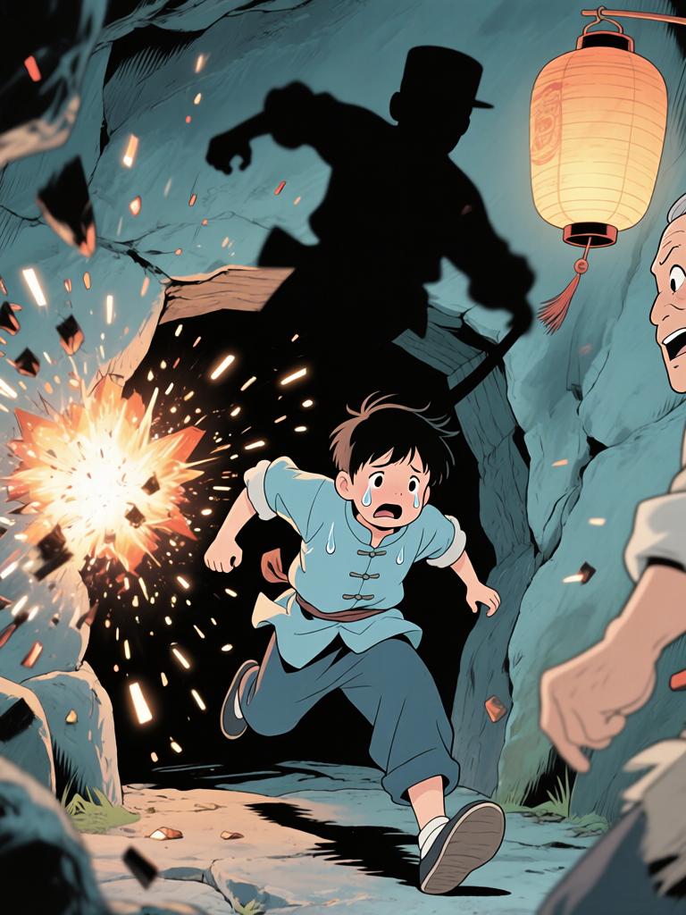 第6章:洞中的衣袖与夜叉的宴席
我在土里挖出当年丢失的新衣，背后冷笑催我继续翻掘。随着木屑与血迹暴露出一张被烫瞎的白眼人脸，灯笼一度熄暗又骤亮，黑影扑来，混乱中我咬下了温热的肉并昏厥。醒来在家中，爷身着白布与黑礼帽，端上煮肉与一根鲜红手指，告诉我吃下才能入门，从此我的命被钩进了不可名状的江湖。 - 图片10