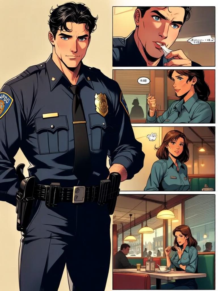 第7章:午餐时光：Code 7 的笑声与警徽
洛克与搭档大卫在墨西哥快餐店用午餐，和同事们拼桌。大家围绕上午的无线电乌龙笑成一团，莫娜警司严肃提醒“乌鸦嘴”的危险。气氛在训斥与打趣之间反复，直到兰迪二人登场用老梗彻底点燃笑声。 - 图片11