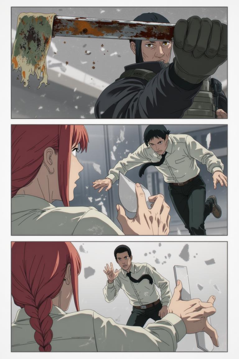 第1章:Names in the Rain
Makima and her team investigate an apartment block where people have been mysteriously forgotten. A young hunter, Sato, whose name was once taken, fights the shadow that erases memory while Makima seeks to reassert control by 'renaming' the world. An old rival or ally appears with a counterproposal—forcing a collision of contracts that will decide who claims the right to remember. - 图片8