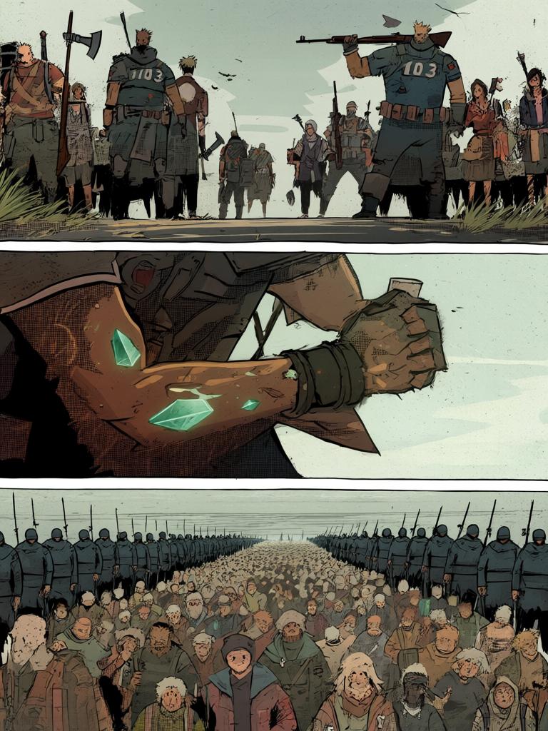 第0章:裂缝之下的守望者
灾变后的残破大地，数万幸存者结队而行，进化者守护队伍。陆隐以铁棍独自抵挡变异兽与黑夜的恐惧，短暂的安宁之后，他们继续向南方的聚集地金陵前进，传说中的七圣与各种进化者等级在远方召唤着幸存者的希望与危机。 - 图片3