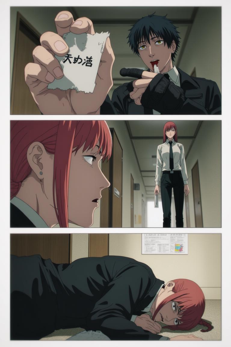 第3章:The Name Between Cracks
Torn fragments of names drift through a scarred apartment corridor as fractured memories stitch back crookedly. Sato refuses to become a 'tool' while Makima and Aoyama argue over whether naming is order, domination, or ledger-bound debt—an emergent memory-entity devours and reshapes recollection. Makima tests a dangerous middle path, reaching into the memory mass as footsteps and a slammed door promise an immediate, bloody decision about who will name the world. - 图片2