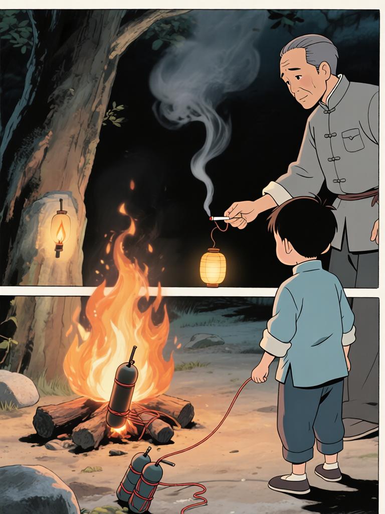 第4章:灯笼下的命心子
夜色中，陈如飞布下爆破，引出洞中的怪物；野子被炸入洞内，举灯挡住来袭生物并被迫深入寻找那生物胸中的命心子。陈如飞为保护野子与怪物搏斗，最终被拖入黑洞，野子带着命心子逃出，决心将来复仇。 - 图片2