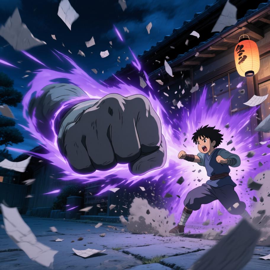 空洞的时空裂缝将《JOJO》中的乔鲁诺/承接者般的硬汉（以空条承太郎风格呈现）抛入《鬼灭之刃》的大正乡村。原本只想寻找回去的方法，却在月夜中遇到突袭村庄的鬼与正在奋战的剑士（炭治郎）。两人从误解到并肩作战，乔的替身介入以惊艳的力量拯救了被感染的孩童，但战后留下了不明的痕迹——一个更大的威胁正在盯上这个异乡来客，片段以悬念收尾。 - 图片9