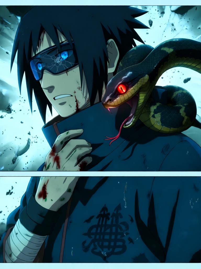 第5章:铁砂之舞与断线的假面
日向镜用轮转如意试图吸来赤砂之蝎，本以为能以此扭转劣势，结果吸来的竟是三代风影的人傀儡，查克拉线被扯断。傀儡自爆与漫天铁砂令沙场大乱，赤砂之蝎借机施展更多机关，局势危急。危急时刻，大蛇丸现身打断战局，蝎趁乱撤退，日向镜在硝烟中守住了三代风影的秘密，但新的威胁与谜题浮现。 - 图片11