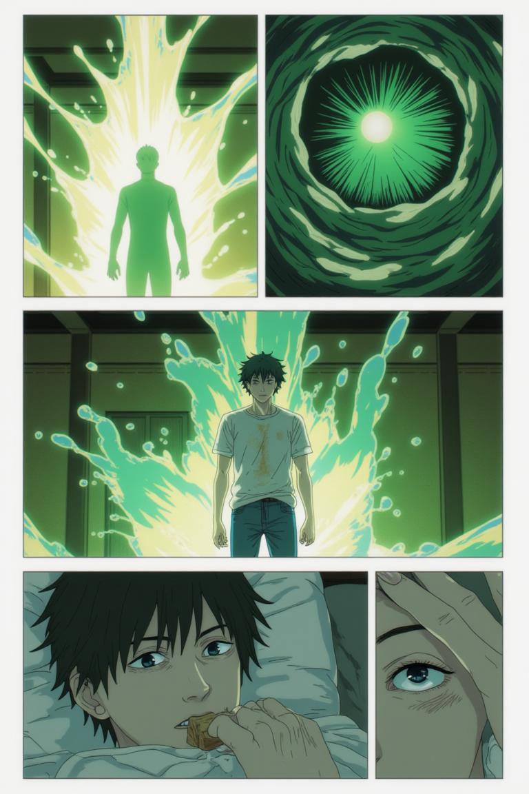 第3章:Two Devils, One Eye
Surrounded by a writhing horde and a towering corpse-mountain, Shisan's two contracted devils manifest: a green, regenerative aura and a colossal crimson claw. He pays the price—losing his right eye—to summon the claw and lashes out, mowing down hordes, but the Zombie Demon bites the claw and retaliates, leaving Shisan wounded and the true fight beginning. Blood, tooth, and smoke set the stage for a desperate duel: Shisan's fury versus the zombified boss that led him into the trap. - 图片14