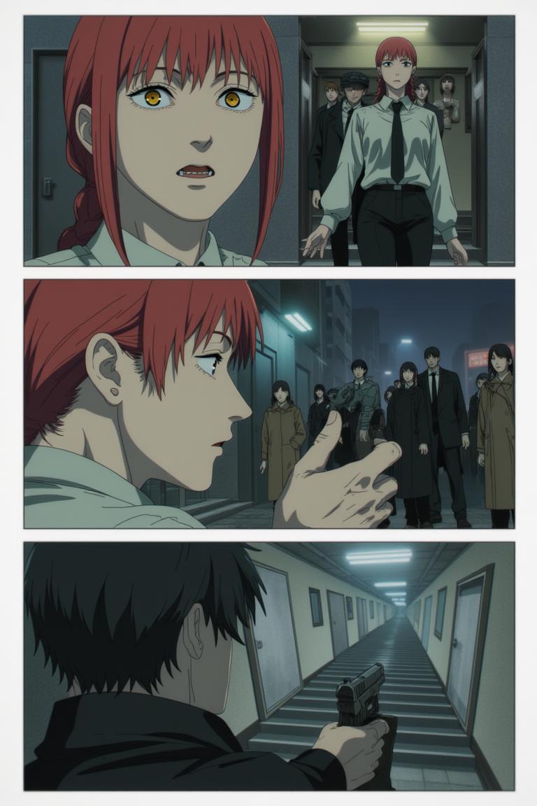 第1章:Names in the Rain
Makima and her team investigate an apartment block where people have been mysteriously forgotten. A young hunter, Sato, whose name was once taken, fights the shadow that erases memory while Makima seeks to reassert control by 'renaming' the world. An old rival or ally appears with a counterproposal—forcing a collision of contracts that will decide who claims the right to remember. - 图片2